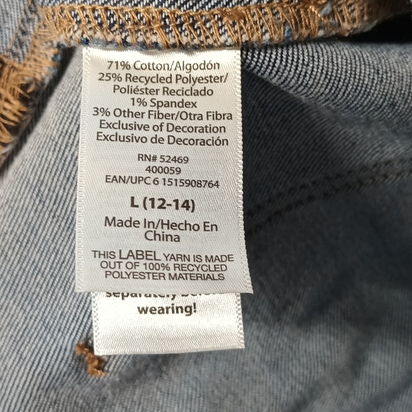 NWT Time and Tru Maternity jean shorts Sz Large (12-14) side panel New - Picture 11 of 13